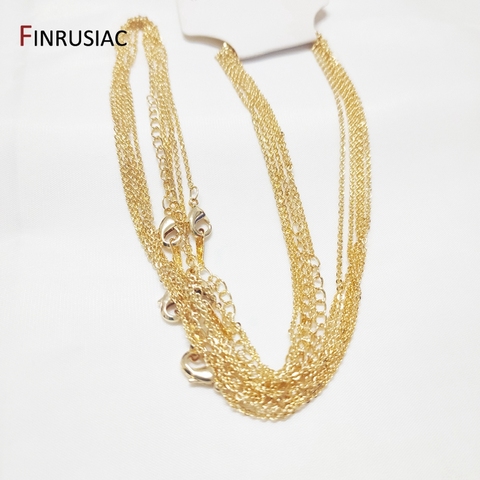 18K gold Plated metal chain for necklace making, 1.6mm thickness 50cm length, Lobster clasp chain for Jewelry Making wholesale ► Photo 1/6