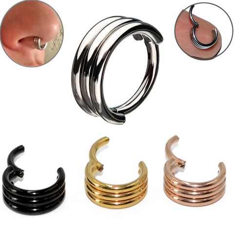 Dreamlee 1Piece Segment Ohr Knorpel Schmuck Trio Layer Steel Septum Clicker Daith Hoop Ring Nose Labret Ear Tragus Cartilage ► Photo 1/6