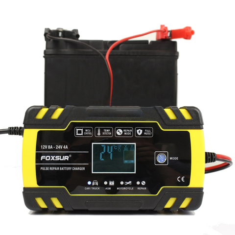 12V 24V Pulse Repairing Charger with LCD Display Motorcycle & Car Battery Charger AGM GEL WET Lead Acid Battery Charger ► Photo 1/6