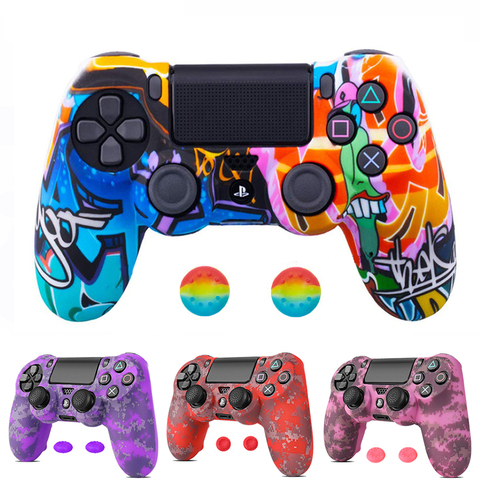 ZOMTOP Silicone Camo Protective Skin Case For Sony Dualshock 4 PS4 DS4 Pro Slim Controller Thumb Grips Joystick Caps ► Photo 1/6