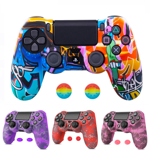 ZOMTOP Silicone Camo Protective Skin Case For Sony Dualshock 4 PS4 DS4 Pro Slim Controller Thumb Grips Joystick Caps ► Photo 1/6