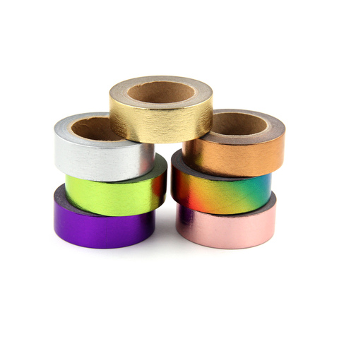 1X Gold Foil Washi Tape Japanese Paper 1.5*10meter Kawaii Scrapbooking Tools Solid Colors Masking Tape Adhesiva Decorativa Tape ► Photo 1/6