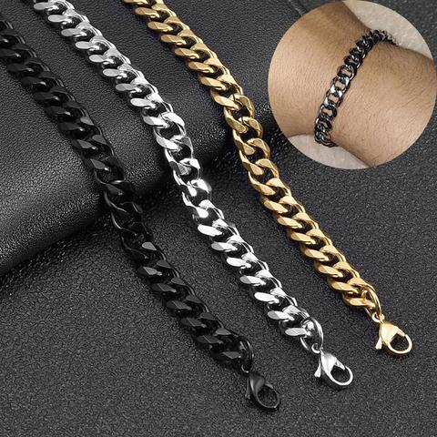 2022 New Fashion Cuban Chain Bracelet for Men Women 316L Stainless Steel Male Jewelry Bracelets 3/5/7mm Adjustable Bangle Gift ► Photo 1/6