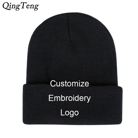 Custom Logo Mens Winter Hat Embroidery Letters Knitted Ladies Hats Beanies Stocking Hat Rasta Cap Skull Bonnet Hats For Men ► Photo 1/6