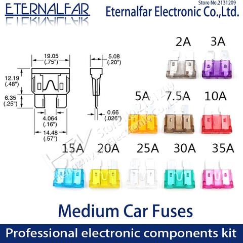 ClipAmp  Assortment Auto Standard Blade Fuse-Suv Medium Car Fuses 2A 3A 5A 7.5A 10A 15A 20A 25A 30A 35A ► Photo 1/2