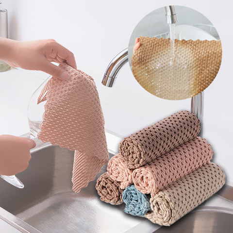 Kitchen Anti-grease wiping rags efficient Super Absorbent Microfiber Cleaning Cloth home washing dish kitchen Cleaning towel ► Photo 1/6