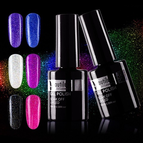 Beautilux 1pc Rainbow Holograhic Sparkling Color Nail Gel Polish Nails Art Polish Nail Lacquer Varnish Esmalte 10ml ► Photo 1/6