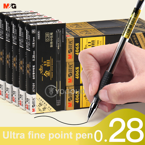 M&G Fine Point Gel Pens,0.5mm,Black,Blue Ink Pen,Box of 12