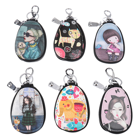 Fashion Cartoon Women Key Bag Girl Students Leather Key Wallets Key Case For Car Key Chains Cover New Lovely Zipper Key Holder ► Photo 1/6