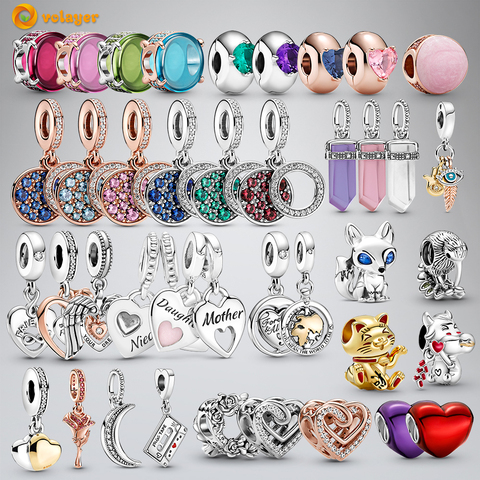 Volayer 925 Sterling Silver Charms Oval Cabochon Amulet Pendant Solitaire Clip Charm fit Original Pandora Bracelets or Necklaces ► Photo 1/6