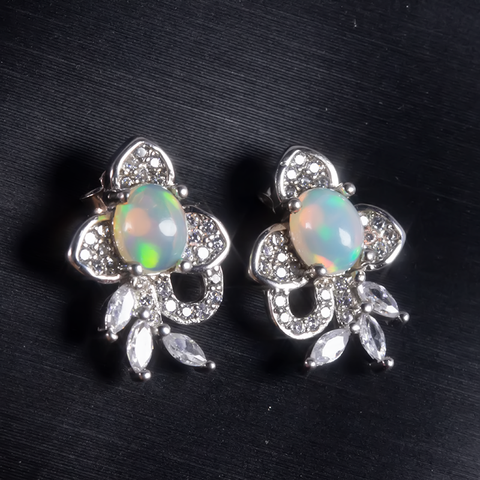 fine natural opal Earrings  for Women Silver With 925 Sterling Sliver Rose gold  Heart Wedding&Birthday  Jewelry ► Photo 1/5