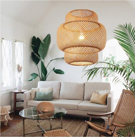 Chinese Bamboo weaving bamboo/Rattan Weaving Pendant light E27 lamps lanterns living room hotel restaurant aisle Pendant Lamp  S ► Photo 1/6