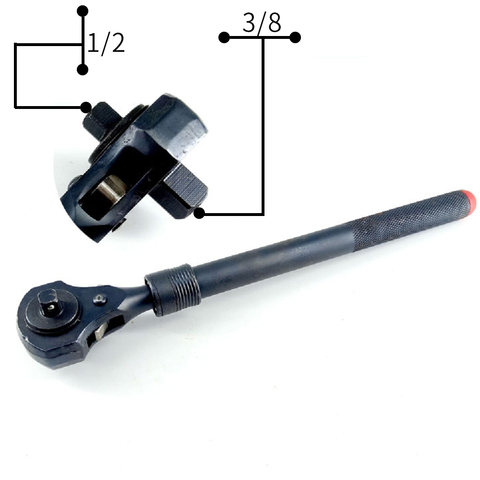 1/2in. and 3/8in. Drive Dual Head Ratchet Handle with Hammer Function Telescopic Extendable Ratchet Handle ► Photo 1/6