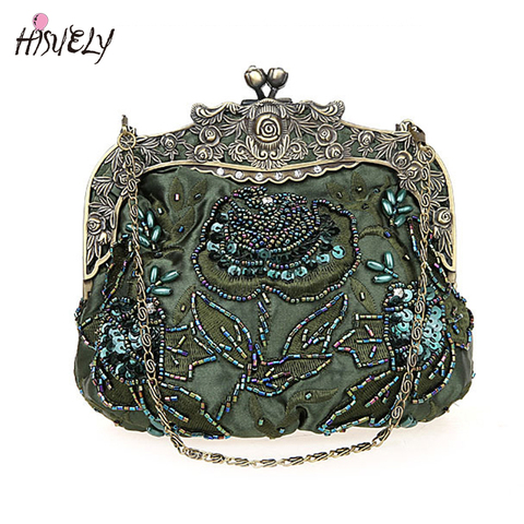 2022 New Vintage Beaded Evening Bag Embroidered Bag Diamond Sequined Clutch Hand Bag Bride Bag  Free Shipping ► Photo 1/6