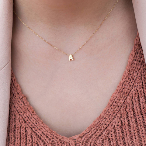 SUMENG Fashion Tiny Initial Necklace Gold Silver Color Cut Letters Single Name Choker Necklace For Women Pendant Jewelry Gift ► Photo 1/6