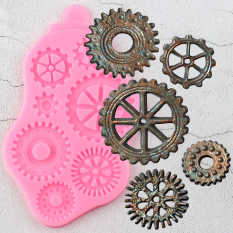 Distressed Cogs Silicone Mold Cake Border Fondant Molds DIY Party Cake Decorating Tools Chocolate Gumpaste Candy Clay Mould ► Photo 1/6