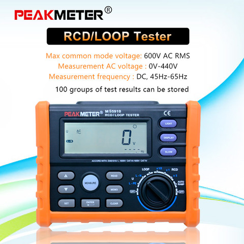 PEAKMETER PM5910 Digital resistance meter RCD loop resistance tester Multimeter Trip-out Current/Time Test with USB Interface ► Photo 1/6