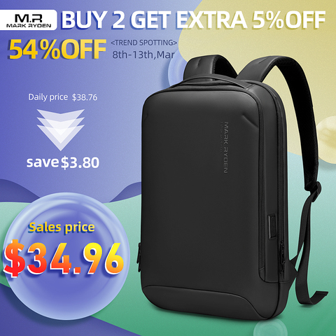 Mark Ryden Business Backpack men 15.6 inch Office Work Male Backpack USB-charging Slim Laptop Backpack Men Water Repellent Bag ► Photo 1/6