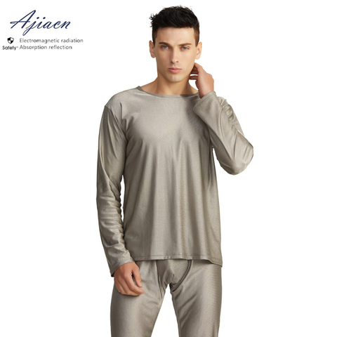 Genuine electromagnetic radiation protective 100% silver fiber long underwear EMF shielding close-fitting long underwear ► Photo 1/5