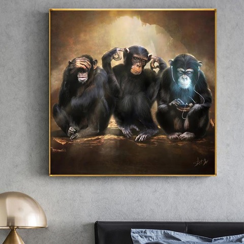 Retro Animal Art Partner Monkeys Canvas Painting Wall Art Posters Prints Wall Picture for Living Room Home Wall Cuadros Decor ► Photo 1/1