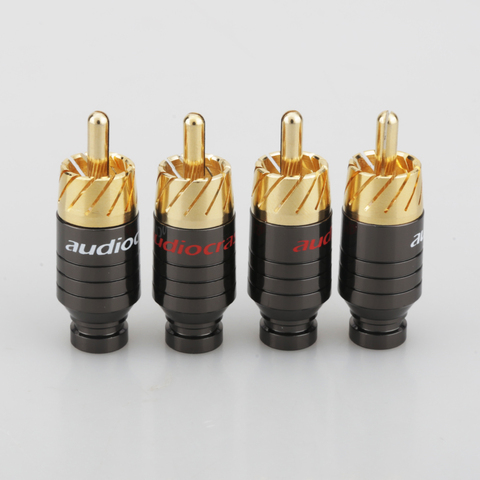 Free shipping Audiocrast 4pcs Copper RCA Plug Gold Plated Audio Video Adapter Connector ► Photo 1/6