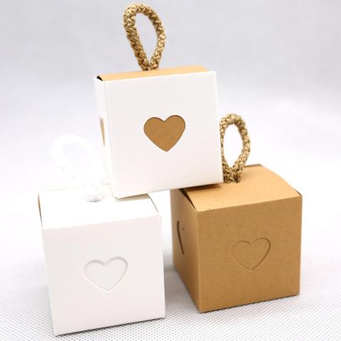 Kraft Heart Candy Box Wedding Party Gift Favors Box Festive Party Wrapping Supplies Wedding Candy Box 10pcs ► Photo 1/3