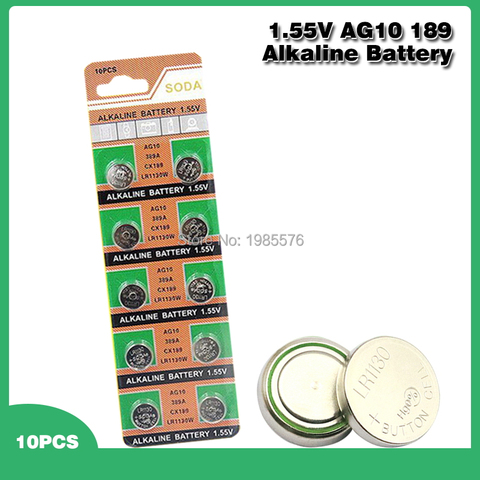 10pcs AG10 LR1130 389 SR1130 Button Batteries 189 LR54 Cell Coin Alkaline Battery 1.55V SR54 389 189 For Watch Toys Remote ► Photo 1/6