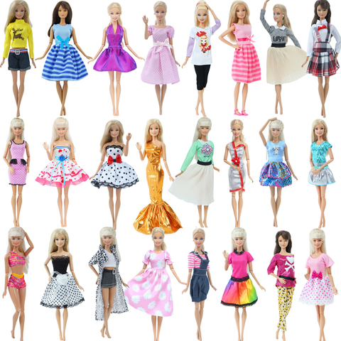 5 Pcs / Lot Handmade Mini Dress Mixed Style Wedding Party Wear Skirt Lace Gown Clothes for Barbie Doll Accessories Toy Kids ► Photo 1/6