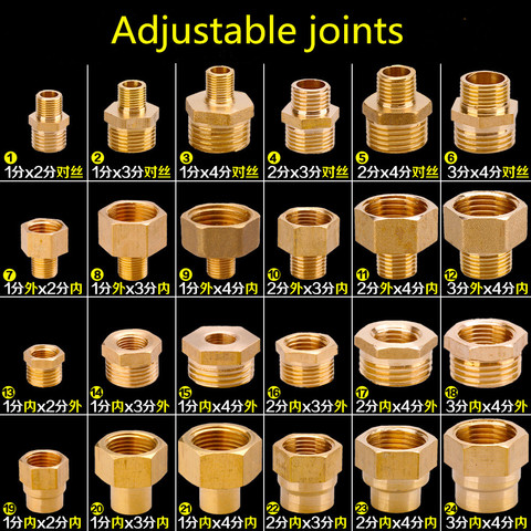 Brass Hex Bushing Reducer Pipe Fitting 1/8 1/4 3/8 1/2 3/4 F to M Threaded  Reducing Copper Water Gas Adapter Coupler Connector - AliExpress