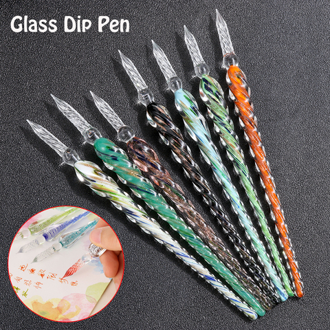 1 Set Handmade 3D Flower Glass Dip Pen With Storage Case Lampwork Crystal Pen Filling Ink Fountain Pens Calligraphy Painting Pen ► Photo 1/6