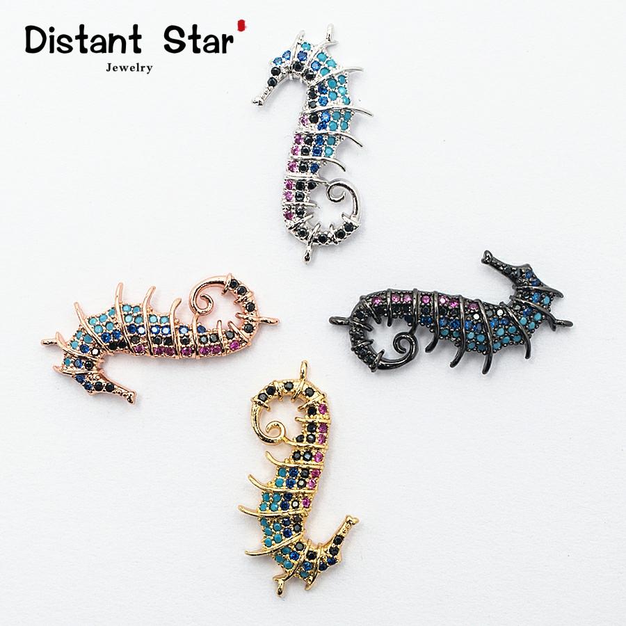 Copper Seahorse Miniature Connector Zircon Necklace Bracelet Stud Earrings Jewelry Making Interesting Perforations ► Photo 1/5