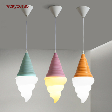 Dessert Shop Ice Cream Cones Pendant Lights Creative Children Led Hanging Lamp Kids Room Light Fixture Dining Room Decoration ► Photo 1/6