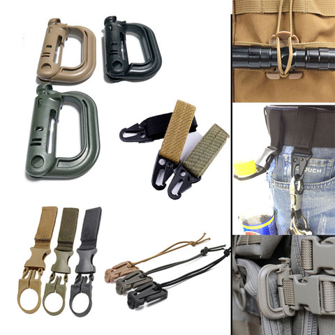 Molle Webbing Attach Belt Clip Outdoor Backpack Strap Clasp Quickdraw Carabiner Camp Water Bottle Hanger Tactical Holder Hook ► Photo 1/6