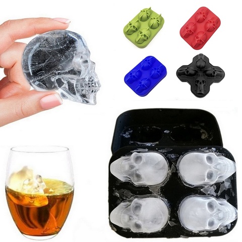Skull Ice Chocolate Whiskey DIY Mold Silicone Ice Cube Tray Maker Party Bar Tool 
