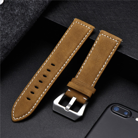 New Style Vintage Leather Watchband 18mm 20mm 22mm 24mm Frosted Handmade Thick Line Strap Watch Accessories Band 7 colors ► Photo 1/6