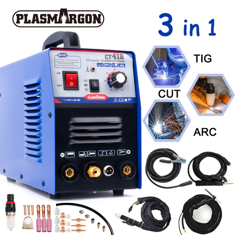 CT418 Tig/Cut/Mma 3 in 1 Multifunction Inverter Welding Machine Plasma Cutter 30A TIG ARC 120A Argon Electric Welder Equipment ► Photo 1/6