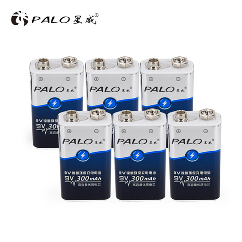 PALO 100% original 9v rechargeable battery ni-mh 300mah 6f22 9v battery 9v rechargeable batteria battery 9v battery 6f22 for toy ► Photo 1/6