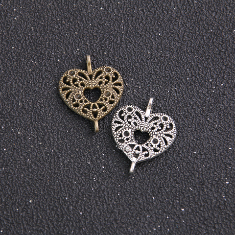 12pcs 19*23mm Two Color Zinc Alloy Necklace Charm Women Jewelry Fashion DIY Hollow Heart Connector Pendant Necklace ► Photo 1/1