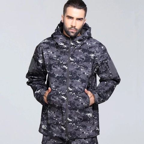 Winter Men Hiking Jacket Army Tactical Fleece Coats 22 Colors S-5XL Military Camouflage Hiking Waterproof Windbreakers with Hood ► Photo 1/6