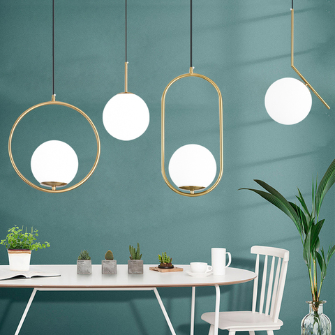 Nordic Glass Ball Pendant Lights Modern LED Hanging Lamp for Living Room Brass/Black/Chrome Pendant Lamp ► Photo 1/6