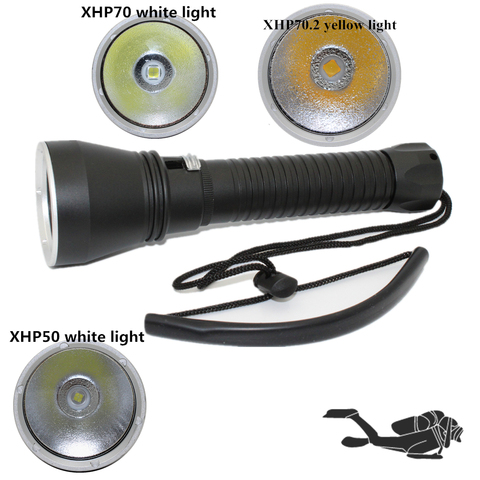 Waterproof Scuba Diving flashlight powerful XHP70 4200LM XHP50 2600LM LED underwater flash light dive Lamp lanterna 26650 18650 ► Photo 1/6