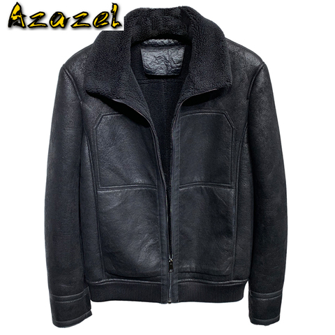 High Quality Winter Lamb Fur Coat For Men Oversized 5XL Wool Fur Leather Jacket Shearling Outerwear European Retro Streetwear ► Photo 1/6