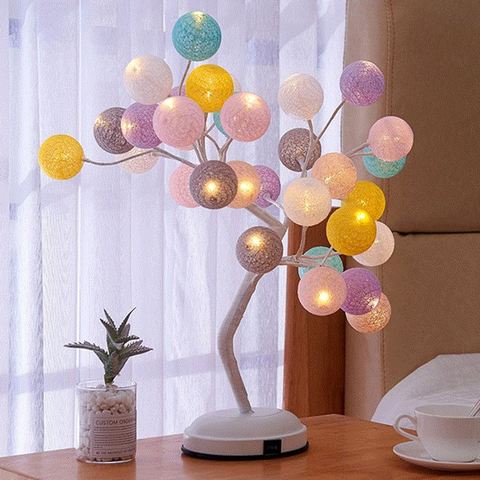 Christmas Tree Decorations Fairy Lights Cotton Ball LED Garland String Lights Garland Balls Decoration Battery USB  Table Lamp ► Photo 1/6