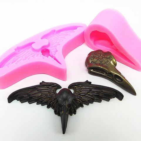3D Wings Crow Skull Silicone Mold Fondant Cake Baking Mold Chocolate Resin Gypsum Candle Candy Mold Free Shipping ► Photo 1/6