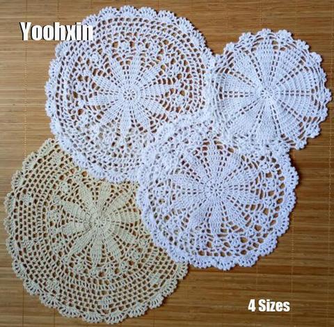 15-35CM Modern Cotton Crochet Doilies Lot Table Cup Mat Pad Decor Placemat Coffee Drink Coasters Set Christmas Table Napkins ► Photo 1/4