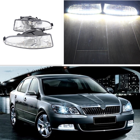 Car Led Light For Skoda Octavia MK2 A6 2009 2010 2011 2012 2013 Car-Styling LED DRL Daytime Running Light Fog Light ► Photo 1/6