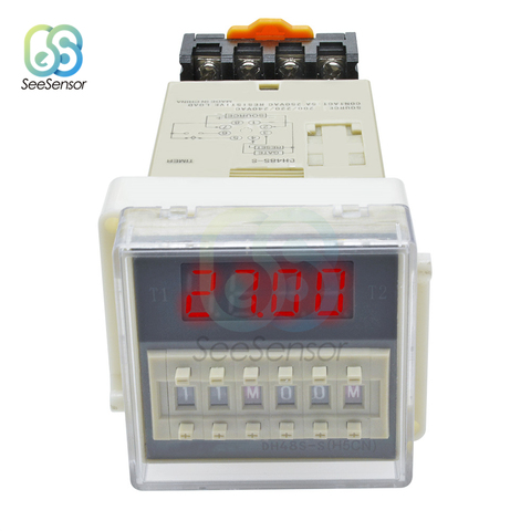 AC 220V DH48S-S Repeat Cycle Programmable Double Time Delay Relay Timer with Socket Base ► Photo 1/6