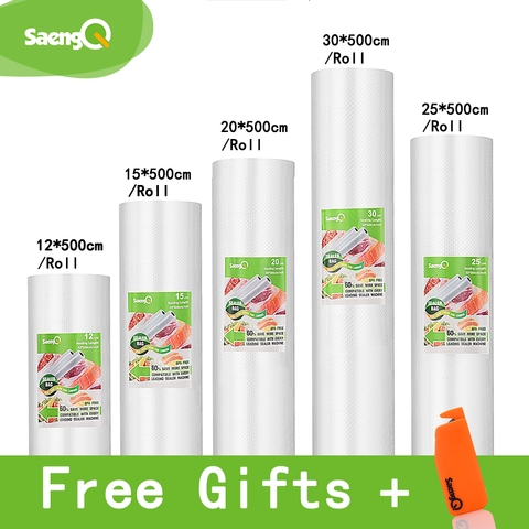 saengQ vacuum bags for food Vacuum Sealer Food Fresh Long Keeping 12+15+20+25+30cm*500cm Rolls/Lot bags for vacuum packer ► Photo 1/6