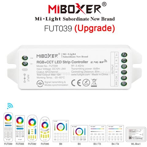 MiBOXER FUT039 (Upgraded) 2.4GHz RGB+CCT LED Strip Controller Smartphone APP / 2.4GHz RF / Voice / DMX512 Control Panel Control ► Photo 1/6