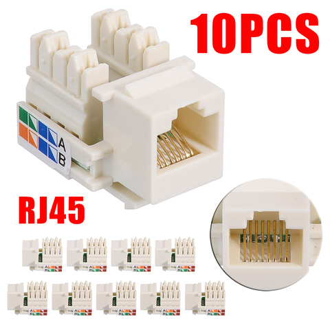 Computer Parts 10Pcs RJ45 CAT5e Keystone Jack 8P8C Panel-type Unshielded Ethernet Network Clip Module Wall Plug Connector ► Photo 1/6